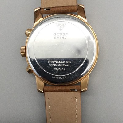 Guess Mens Watch 45mm Blue Dial Gold Tone W0580G5 Leather  display picture 2