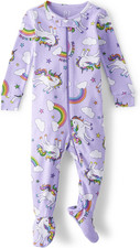 Baby Girls Long Sleeve 100 Cotton Zip-Front One Piece Footed Pajama and Toddler