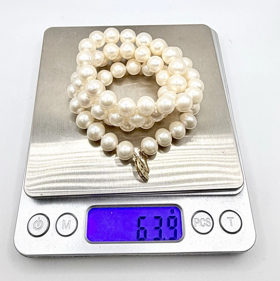 DESLUMBRANTE Colar de Nó 63,9 Gramas de Ouro Amarelo 14K Pérola 9mm Vintage Estate Ouro Amarelo 14K 24,5" - Imagem 3 de 3