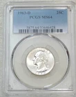 1963 D Washington Silver Quarter PCGS MS64 PQ Just Graded New Holder #F207Q