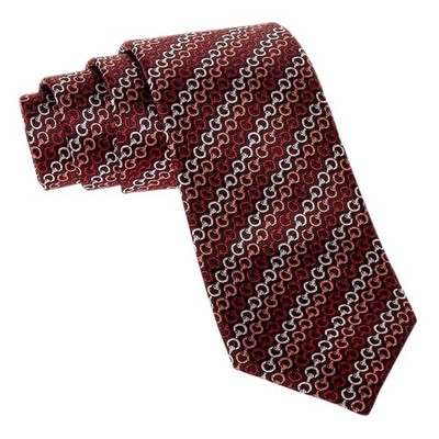Authentic Men's Gucci Bordeaux Horsebit Chain Silk Jacquard Neck Tie 835753 New