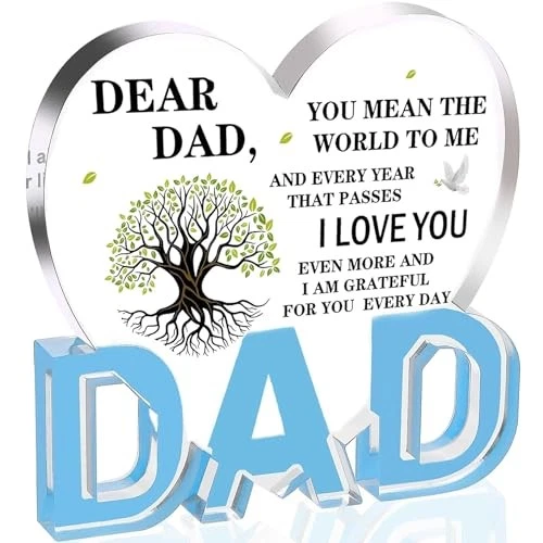 Fathers Day Dad Gifts, Gifts for Dad - Acrylic Heart Plaque Dad Gifts 3.9 ×