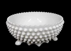 Vtg Fenton Milk Glass Scalloped Edge Hobnail 3 Footed Serving Fruit Bowl 8.5"