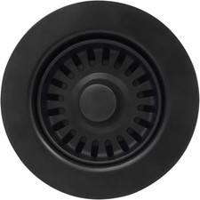 3-1/2 Inch Kitchen Sink Basket Strainer and Stopper Drain Assembly Matte Black w