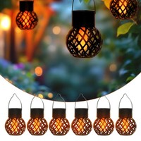 Solar HäNge Leuchte Klein Flammeneffekt - 6Er Set - Garten Deko Laterne Lampion