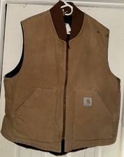 Vintage Carhartt Loose Fit Washed Duck Insulated Vest Tan Men's Size XXL USA