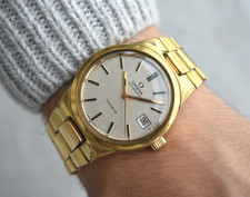 1973 Vintage Omega Mens Watch Geneve Gold Bracelet Automatic Date Rare 166.0173