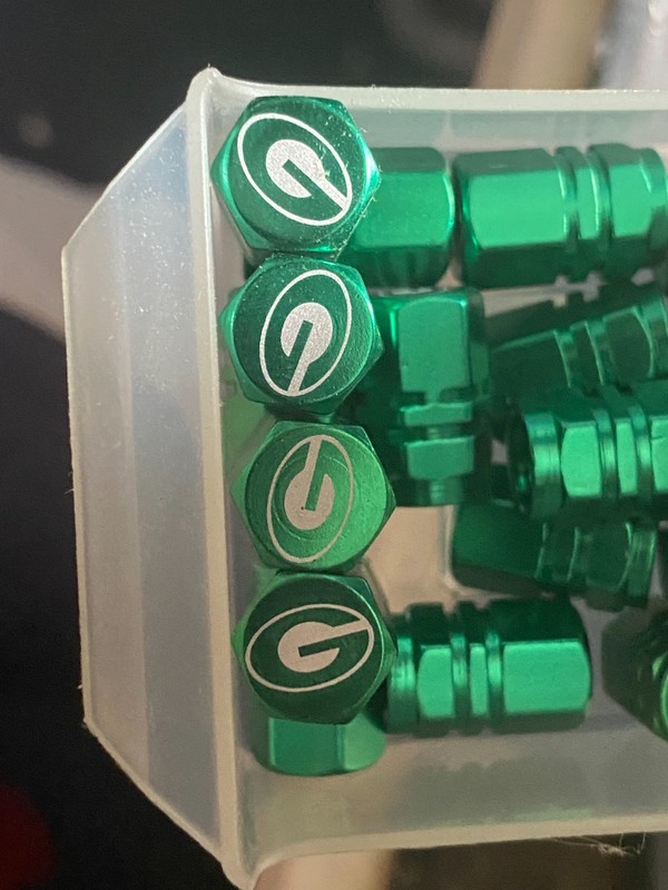 Green Bay Packers Wheel Tire Valve Stem cap Covers 4 Pc set
