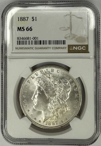 1887 Morgan Silver Dollar $1 NGC MS66 ‼️BLAST WHITE AND FROSTY APPEARANCE‼️