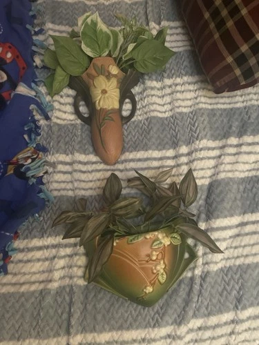 vintage Roseville Pottery wall pockets — classic American art pottery