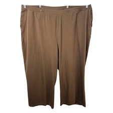 Catherines Suprema Plus Sz 26W 28W Capri Pants 3X Brown Knit Pull On Elastic 390