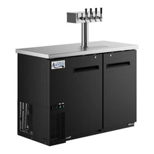Four Tap Kegerator Beer Dispenser - Black, (2) 1/2 Keg Capacity