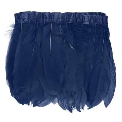 Goose Feathers Trim Fringe, 2 Yards 6-8'' Fluffy Feather [Navy]