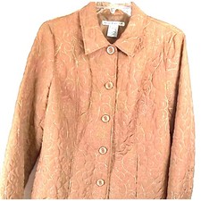 Women  s Requirements Jacket Blazer Quilted  Lined Tan Size Large Boho Peasant