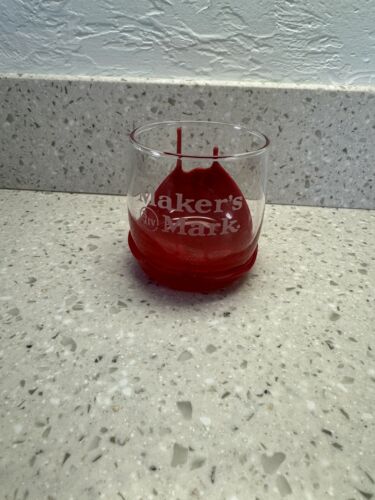 MAKERS MARK RING OF FIRE RED WAX ON THE ROCKS GLASS AWESOME PRICE - Picture 1 of 3