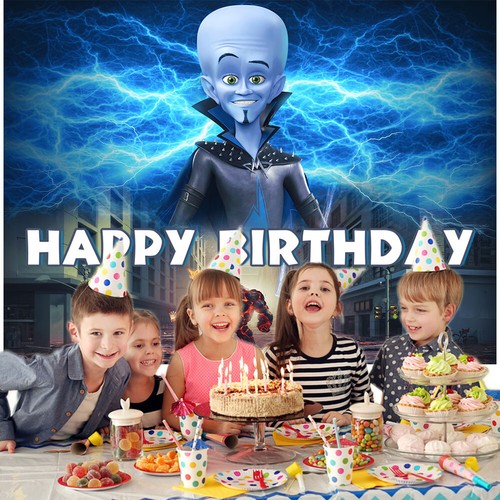 Megamind Party Decor Backdrop Banner Poster Vinyl Birthday Gift Party Supplies - Picture 2 of 5