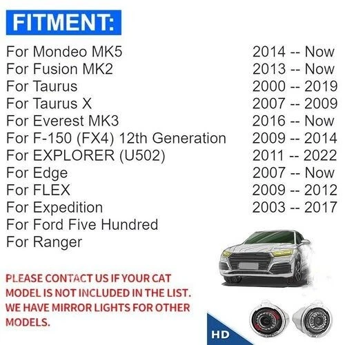 Espejo retrovisor 3D 2xHD SideView charco sombra luces LED de bienvenida para Ford Explorer F150 Foto 2 de 4