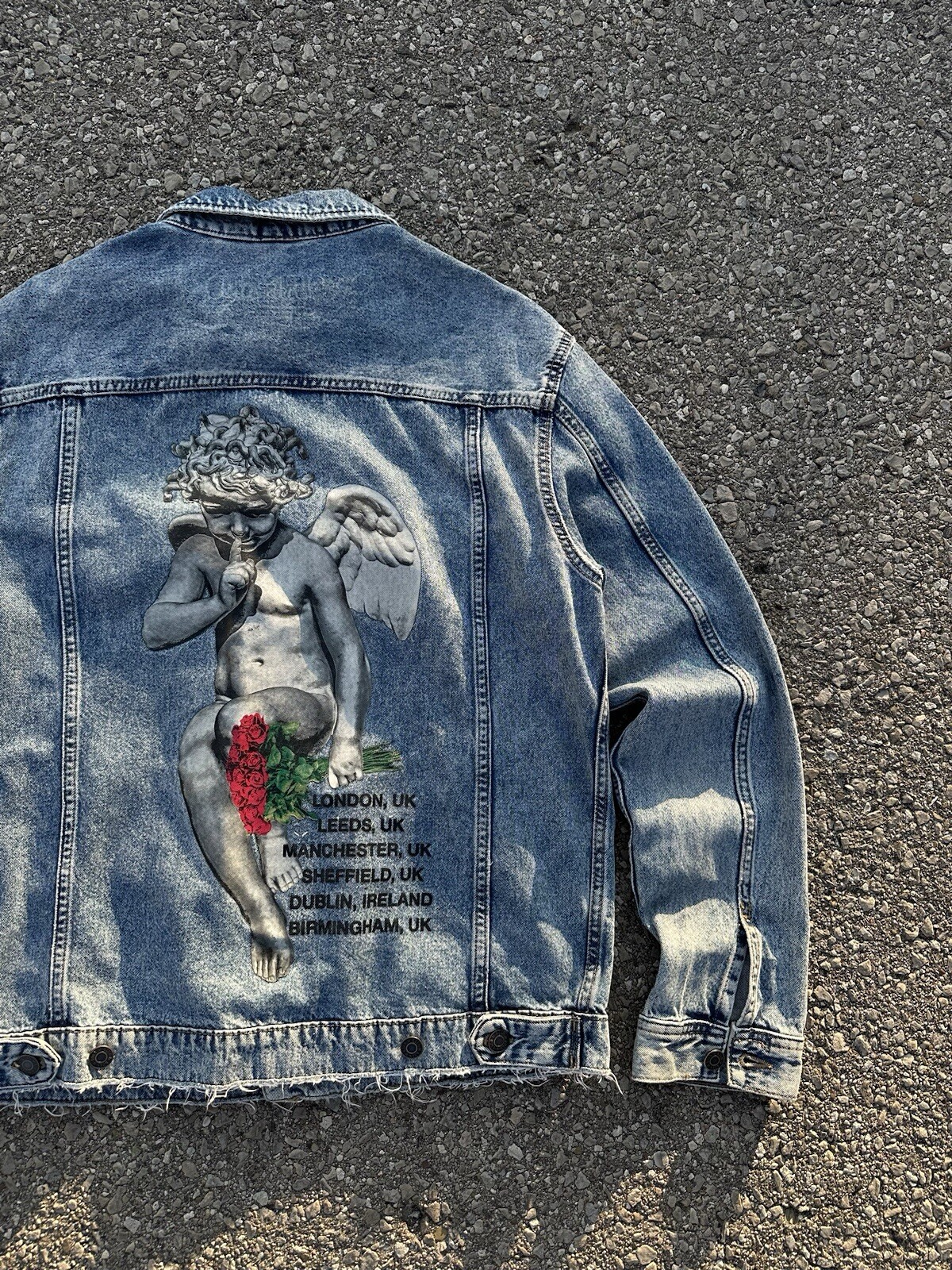 SAINT LAURENT Young Thug Denim Cherubino YSL Edizione Limitata H&M Giacca Uomo Jeans Blu Medio