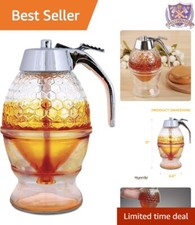 8oz Glass Honey Dispenser No Drip Honeycomb Syrup Server Perfect for Kitchen