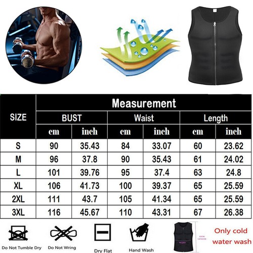 Men Body Shaper Weight Loss Fat Burning Vest Slimming Shirt Waist Trainer Corset - Foto 16 di 22