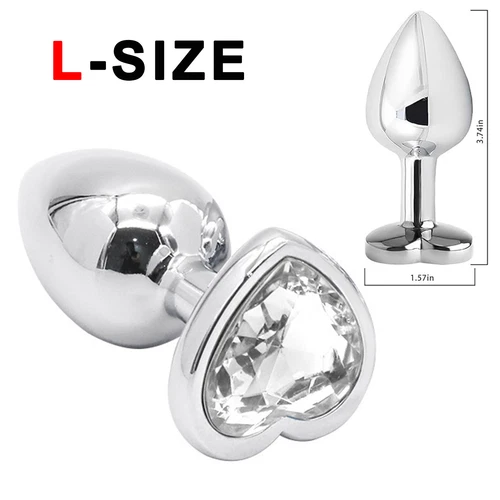 Anal Butt Plug Sex Toys Set Heart-Shaped Jewels Stainless Sex Toys for Women Men - Picture 33 of 36