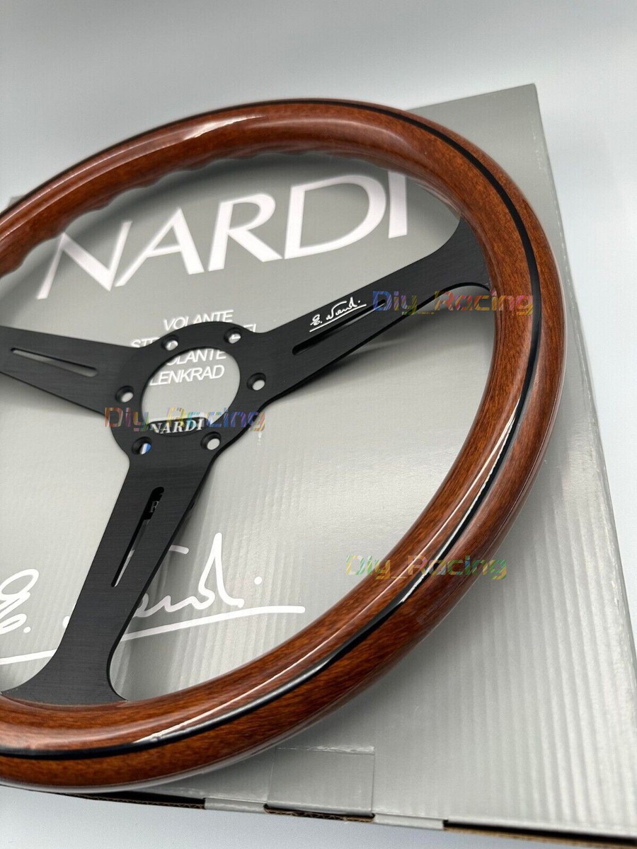 NARDI ND Classic Mahogany Wood Black Spokes 350mm Steering Wheel