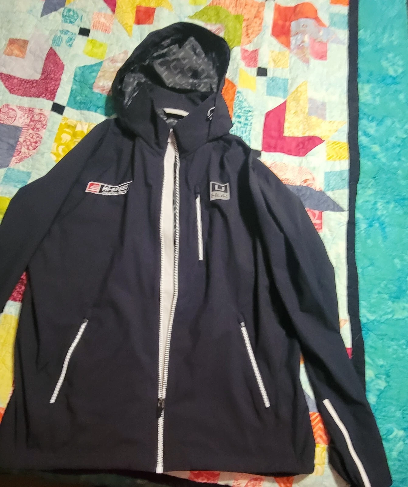 Huk Jacket Mens Med Fishing Black Windbreaker Full Zip Hoodie Performance