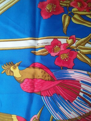 Gorgeous Vintage 1970's Hermes Caraibes Silk Scarf France