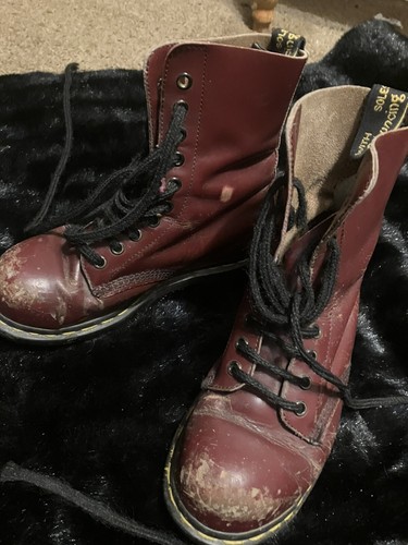 DR MARTENS Combat Boot WOMEN Sz 6.5 UK3 Leather Oxblood 10 Eye Vintage Steel Toe - Picture 2 of 12
