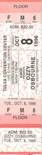Ozzy Osbourne Concert Ticket 1996 Red