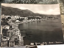 cartolina bianco nero viaggiata animata Sturla Quarto Genova Liguria bianconero