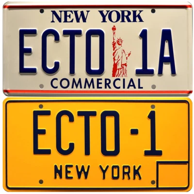 Set 2 Nummernschild Replik metall Ghostbusters 30x15cm Cadillac - PF01