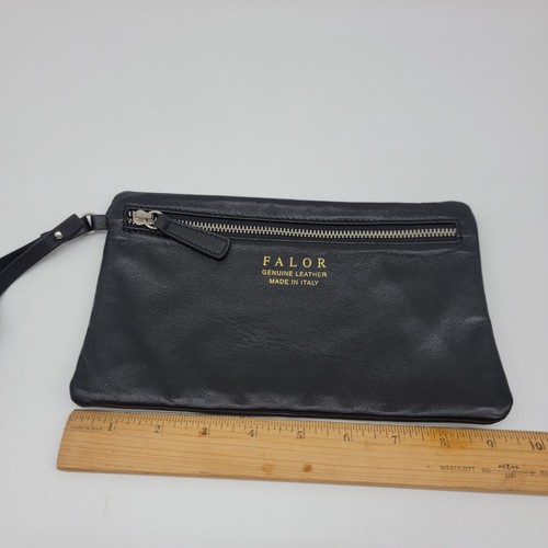 Borsa Falor da polso in vera pelle italiana super morbida pelle nera nuova senza etichette - Foto 3 di 5