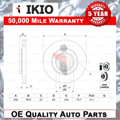 Fits VW Polo Golf Fox Skoda Fabia Seat Ibiza Leon Audi Brake Discs Front Ikio #1