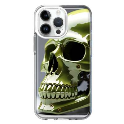 Mundaze Case for Apple iPhone 13 Pro Green Shiny Metallic Skull