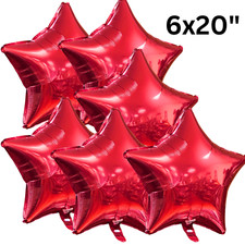 Balloons Red 20" Star Foil Balloon 6 Count