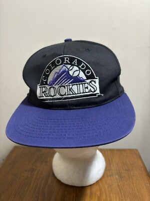 Colorado Rockies Drew Pearson Baseball Hat Snapback Purple Black Cap Logo 90's