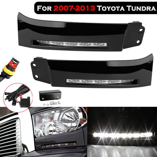 Black LED DRL Daytime Running Light Bumper Fog Lamp For Toyota Tundra 2007-2013 - Picture 3 of 17