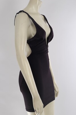 Mark Wong Nark Black Sleeveless Deep V Neck Open Back Mini Dress Party Size S