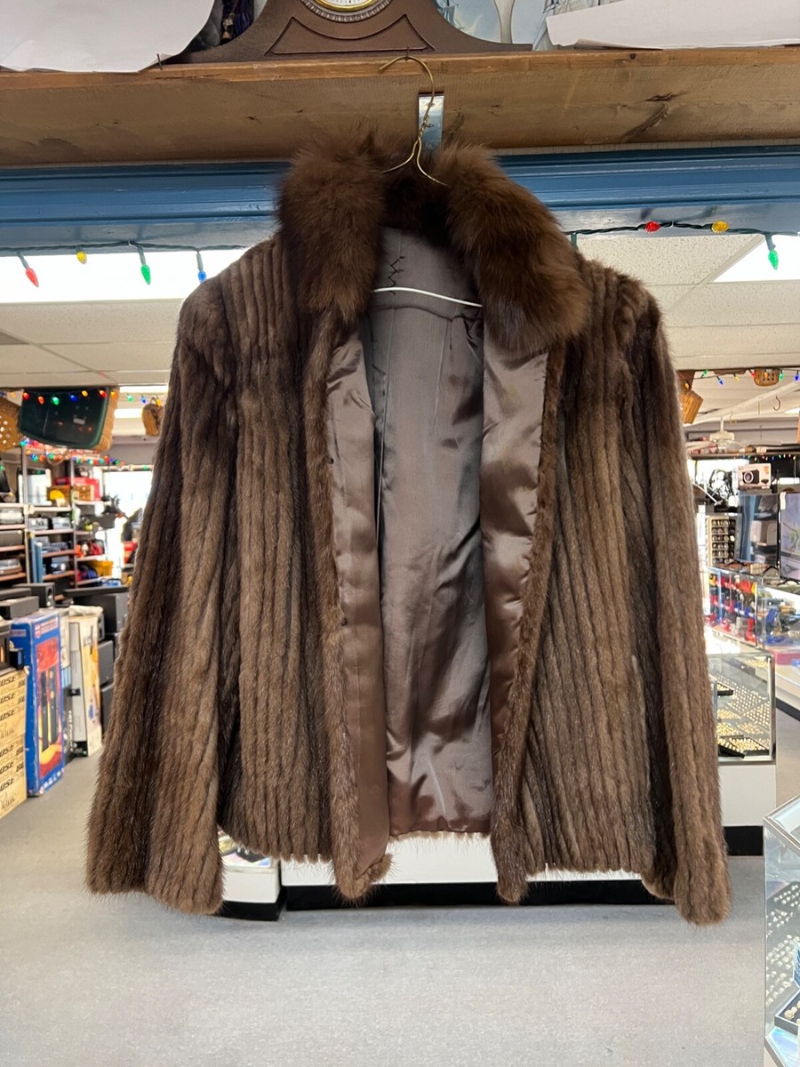 BROWN MINK FUR COAT DENMARK 40% ACETATE 60% BEMBERG OLD 