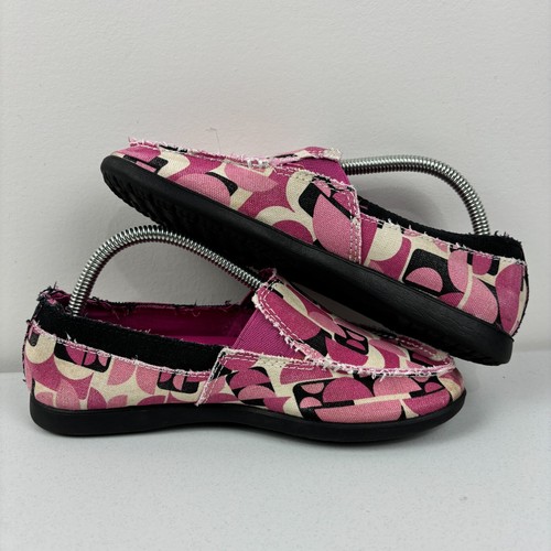CROCS Size 5 Womens Distressed Slip On Pink Canvas Shoes Loafers - Bild 8 von 10