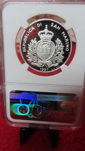 San Marino (Italy) 1997 San Marino Vasco Da Gama Ship Silver 5,000 Lire ngc PF68 - Picture 9 of 11