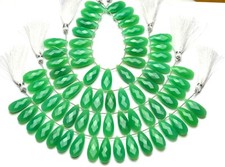 Natural Gem Chrysoprase Chalcedony 25x10MM Faceted Pear Shape Briolette Beads 7"