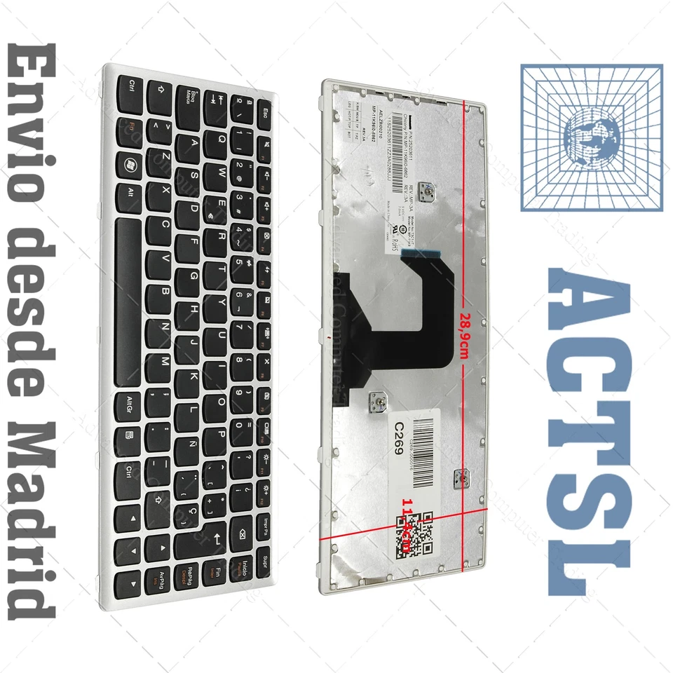 Teclado Español para Lenovo IdeaPad U410 Series Marco Gris Plata - Imagen 3 de 4