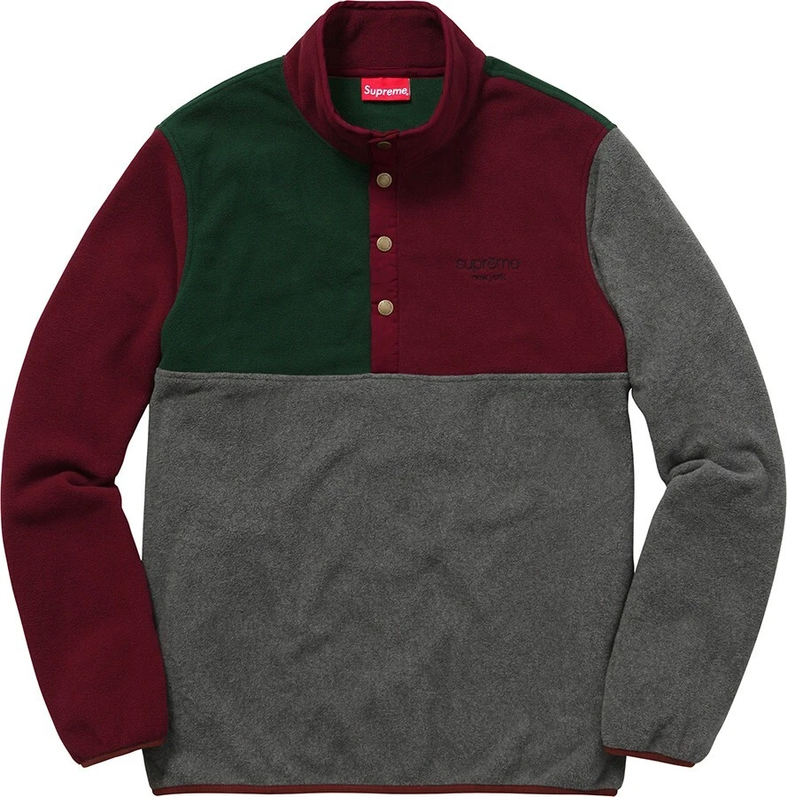 Nouveau PULL SUPREME POLARTEC DEMI SNAP GUCCI ROUGE VERT bloc de couleur MOYEN 2016