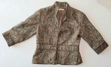 Coldwater Creek Tweed Jacket Brown Green Gold Blazer Women's Size 6 Vintage