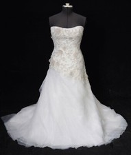 Casablanca Bridal Candlelight White Beaded Organza Ruffle Wedding Dress 14