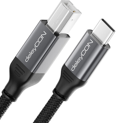 0,5m USB Druckerkabel USB-C auf USB-B Datenkabel Nylon Kabel ALU USB Stecker
