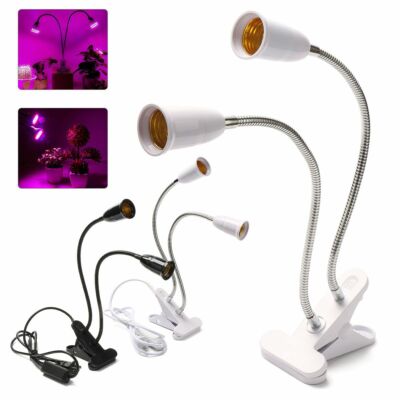E27 Bulb Flexible Gooseneck Clip-On Cable Desk Lamp Holder Cord Light Base