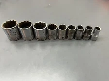VINTAGE SNAP ON UNDERLINE 1/2" DRIVE SOCKET SET 12PT 7/16" - 1 3/16" - USA!